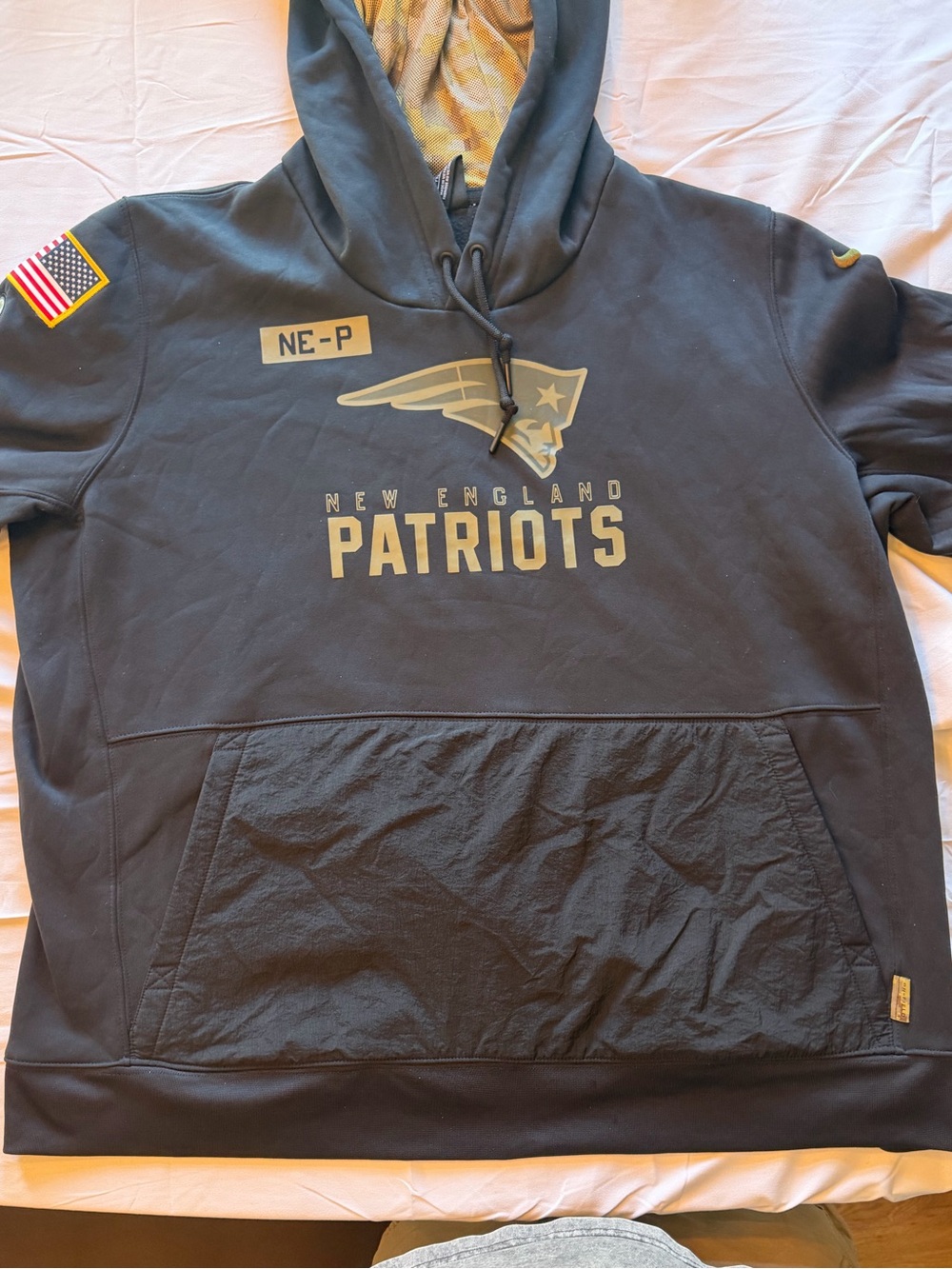 NFL New England Patriots Black Crewneck Hoodie with Gold Logo